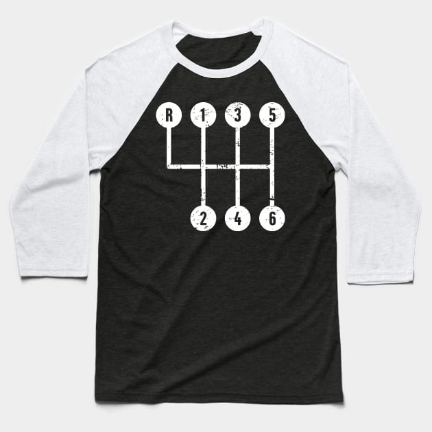 Gear Shift | Race Car Racing Gift Baseball T-Shirt by MeatMan